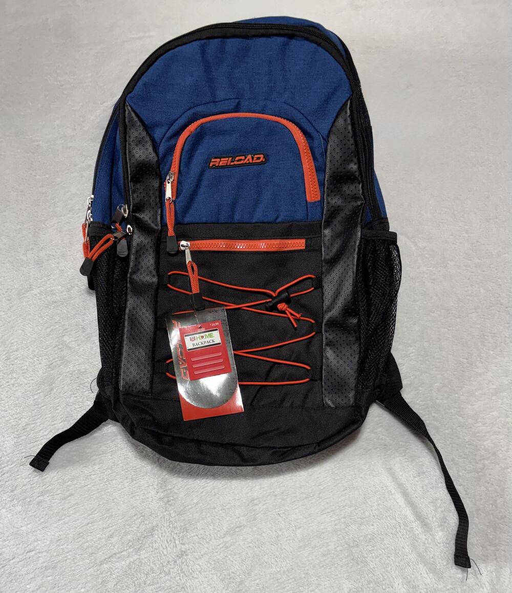 Reload Backpack Black Blue Padded Bungee Mesh Pockets School
